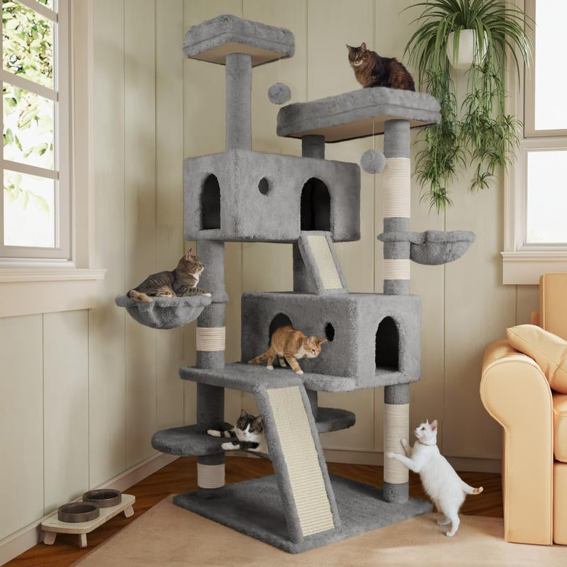 Multi-Level Cat Tree Tower with Plush Perches & Scratching Posts