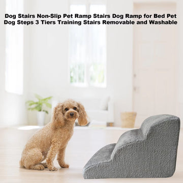 "3-Tier Non-Slip Pet Ramp Stairs – Removable & Washable Dog Steps"