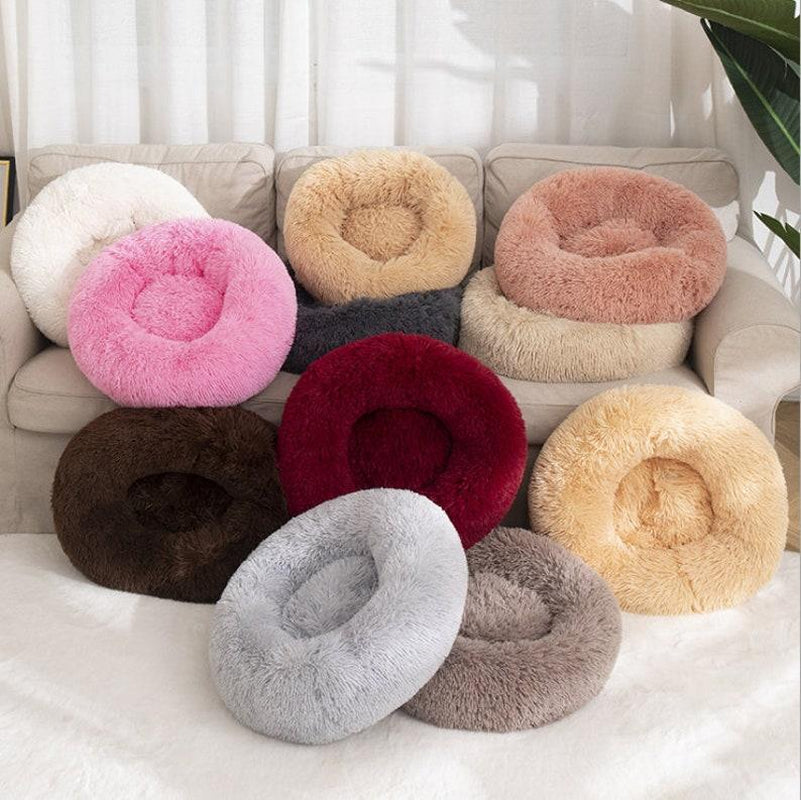 "Cozy Donut Dog Bed – Fluffy Cloud Crate & Pet Bed"