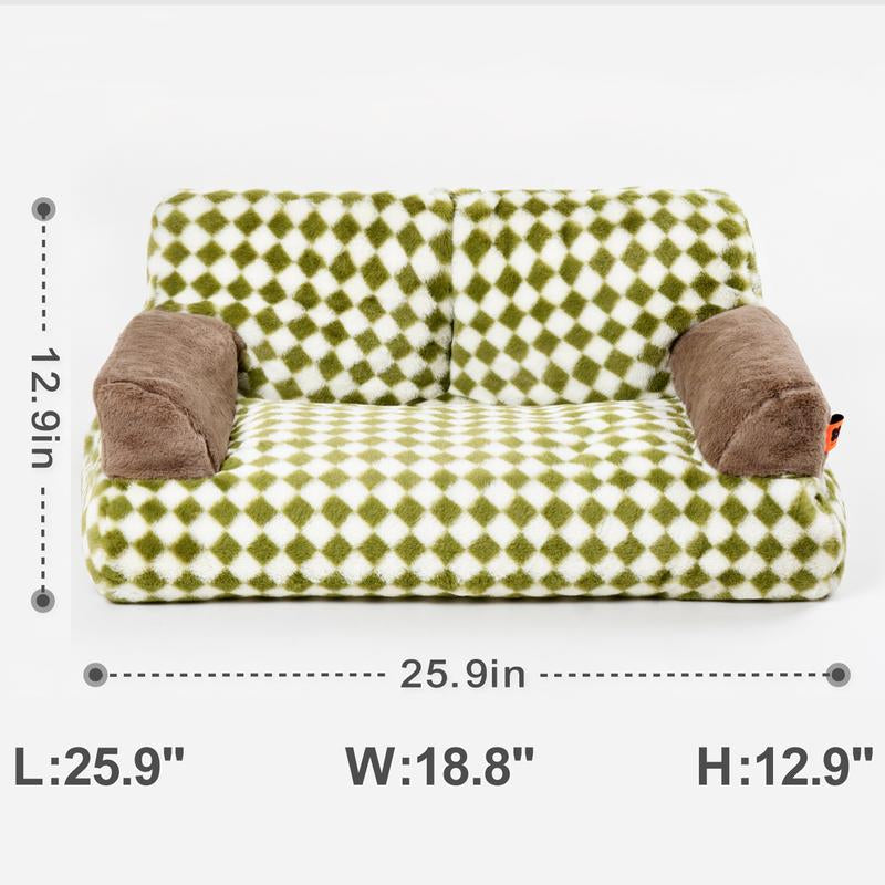 "Ultra-Soft, Machine Washable Pet Couch Bed – Non-Slip, Plush Bed for Cats & Small Dogs up to 25 Lbs!"