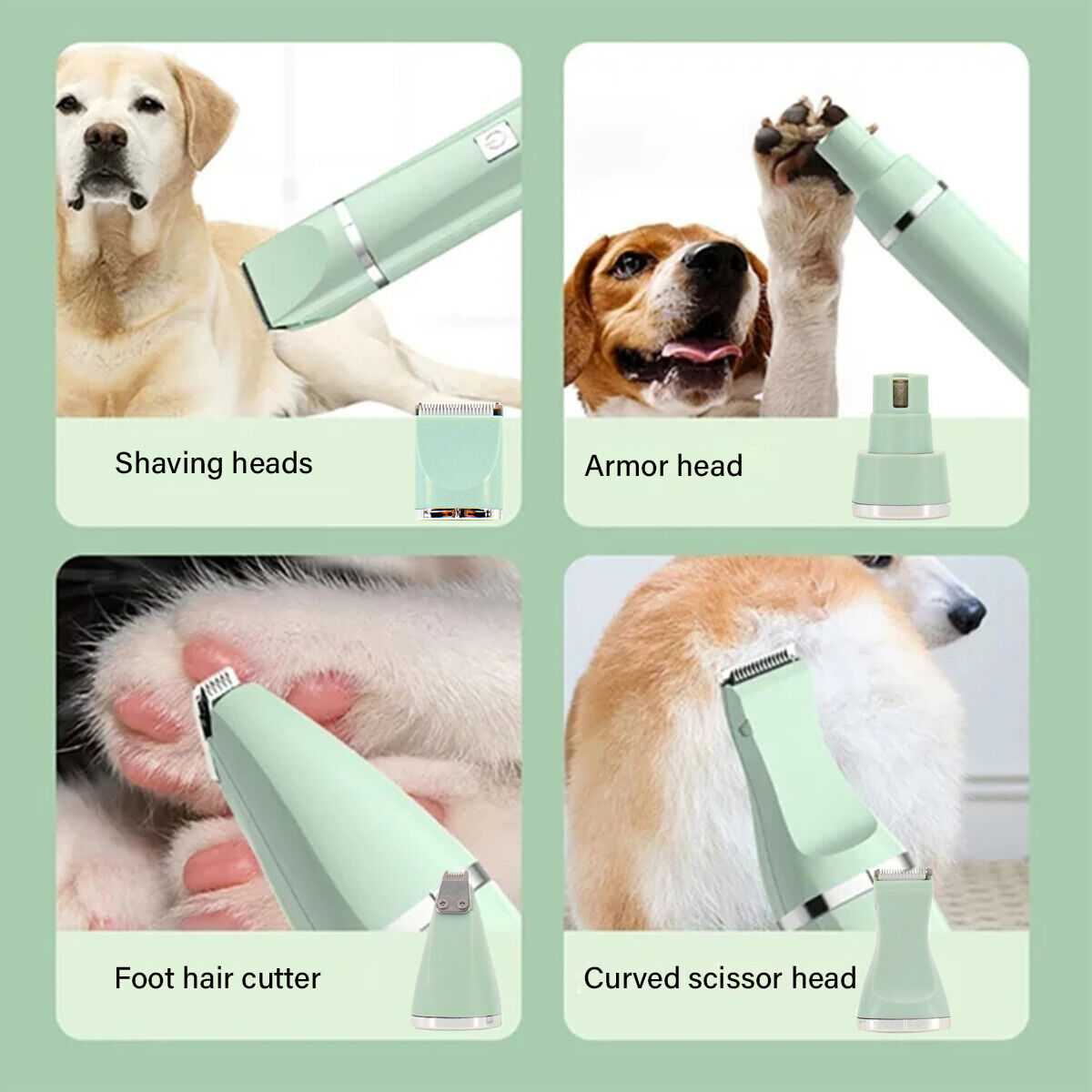 "4X Cordless Pet Clippers - Pro Grooming Kit for Dogs & Cats"