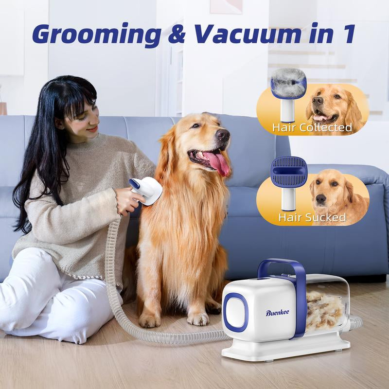 "Pet Grooming Kit with Vacuum – Low Noise Clipper & Shedding Brush"