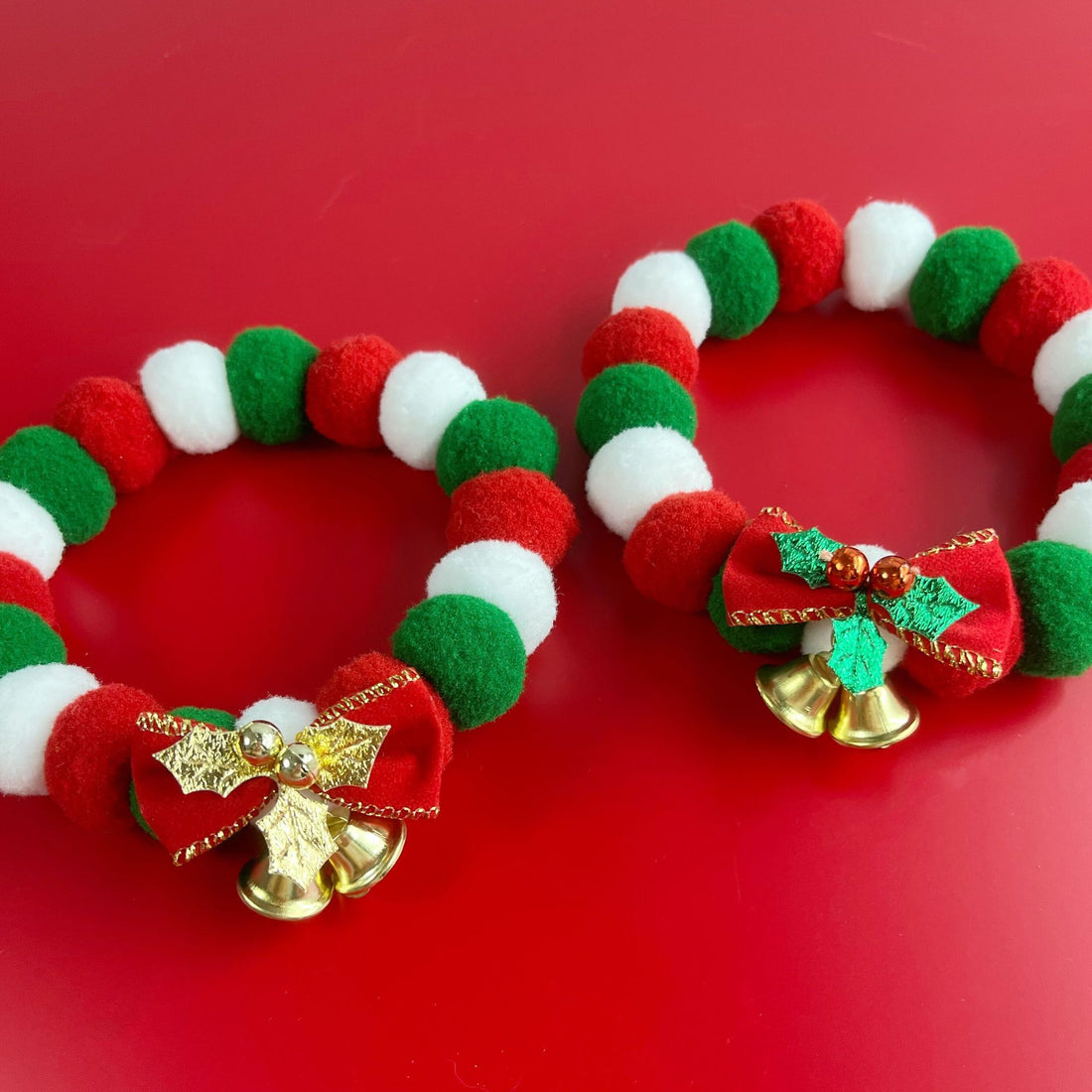 Christmas Plush Ball Pet Collar with Bow