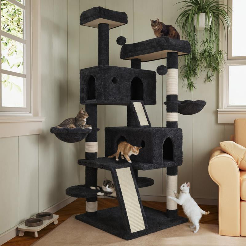 Multi-Level Cat Tree Tower with Plush Perches & Scratching Posts