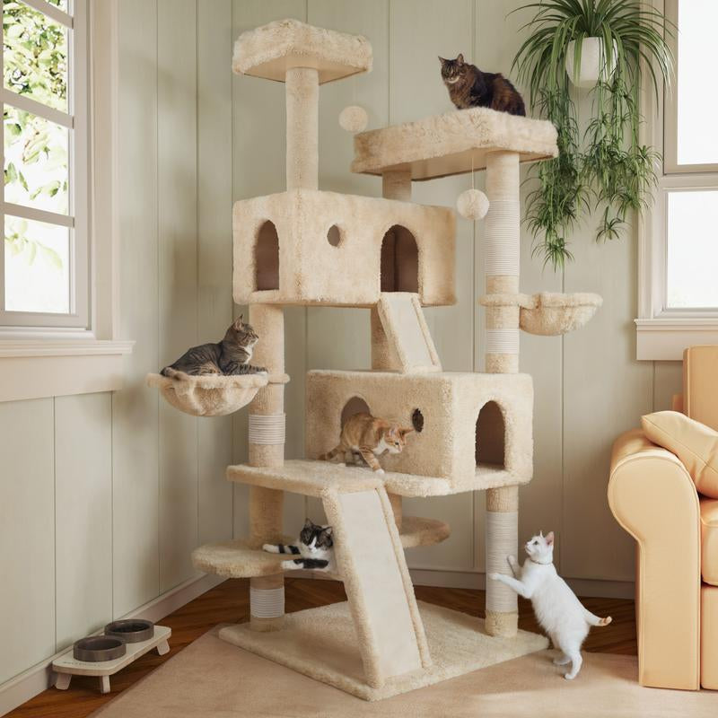 Multi-Level Cat Tree Tower with Plush Perches & Scratching Posts