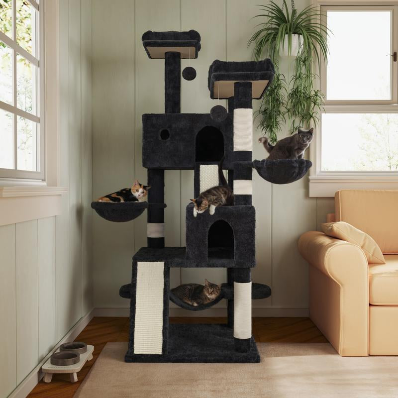 Multi-Level Cat Tree Tower with Plush Perches & Scratching Posts