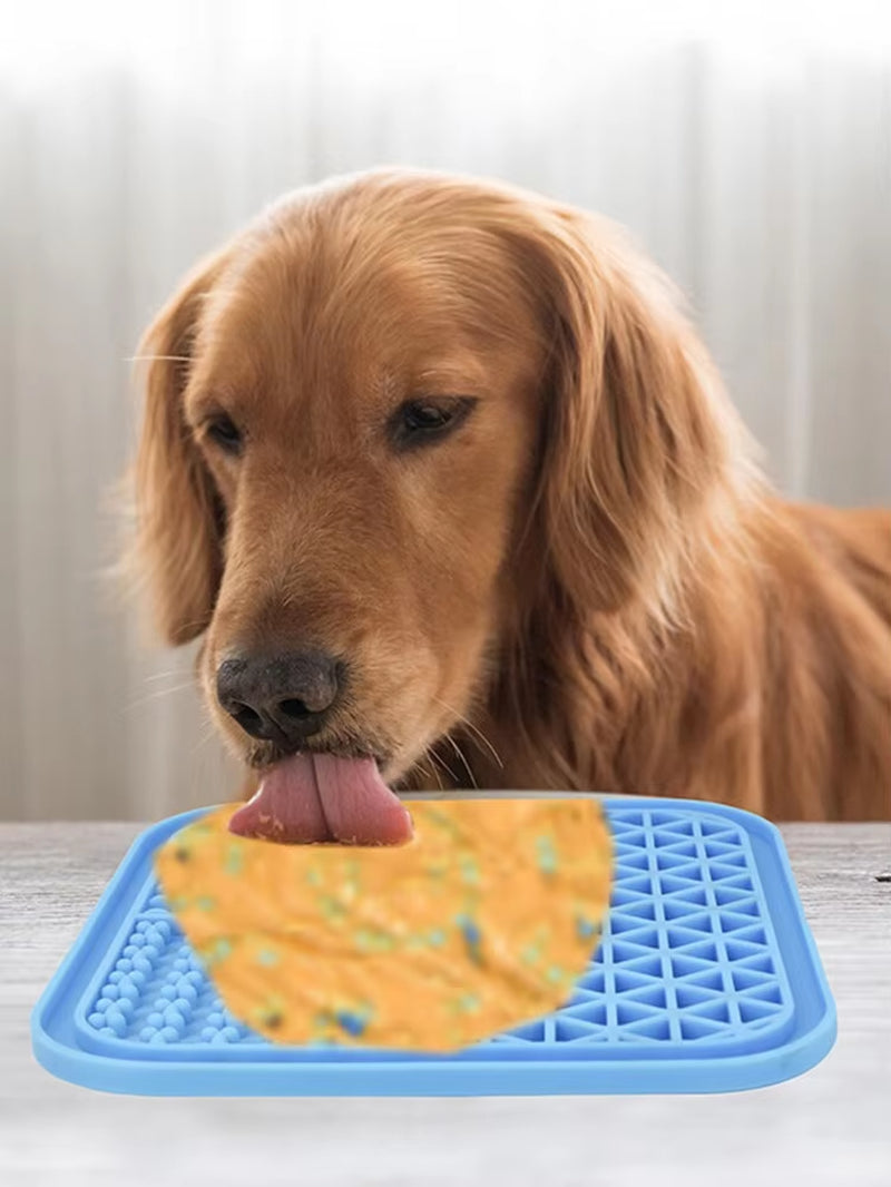 "Silicone Dog Licking Mat with Suction Cups – Slow Feeder Pad for Pets"