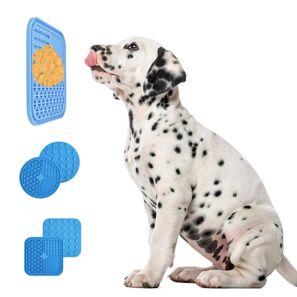 "Silicone Dog Licking Mat with Suction Cups – Slow Feeder Pad for Pets"