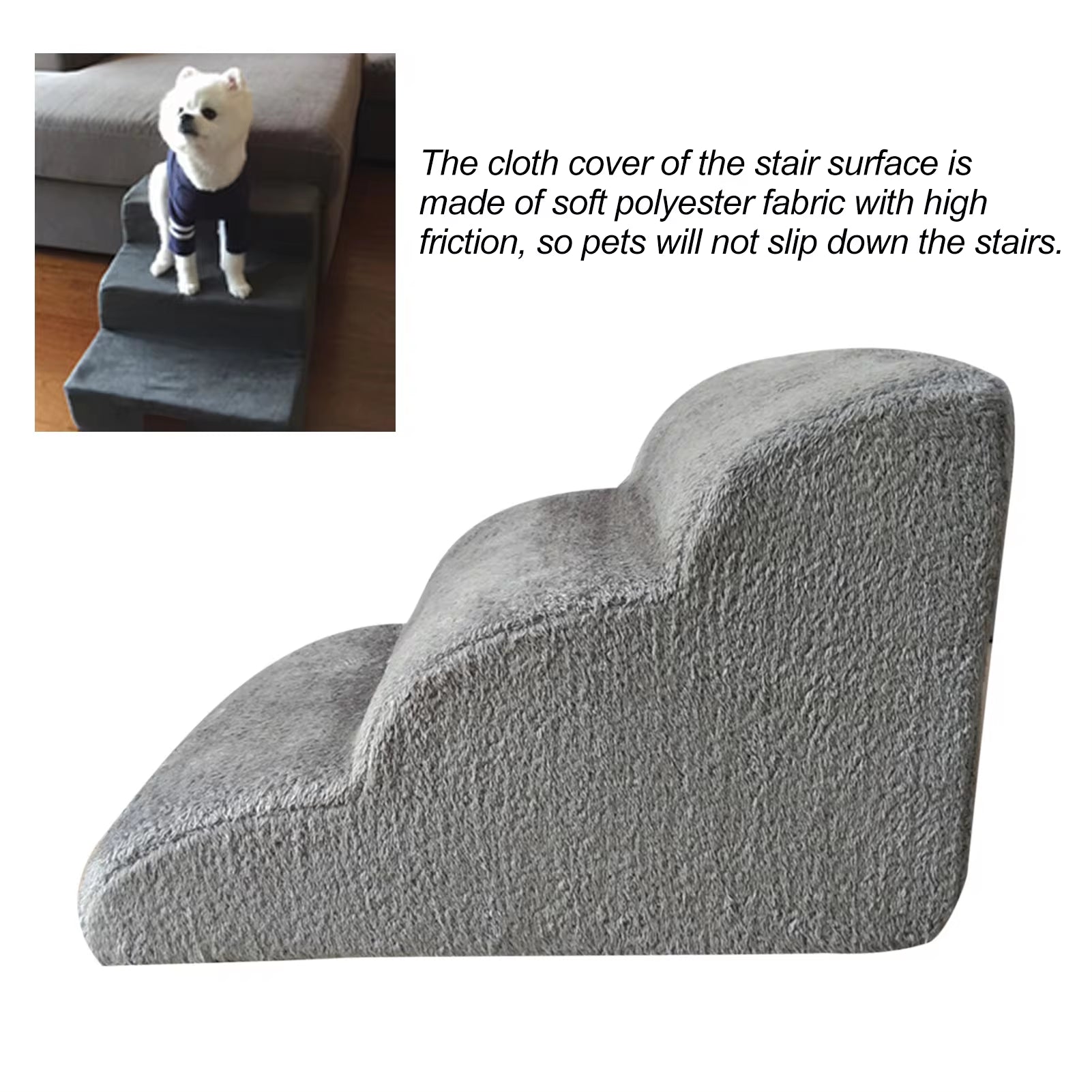 "3-Tier Non-Slip Pet Ramp Stairs – Removable & Washable Dog Steps"