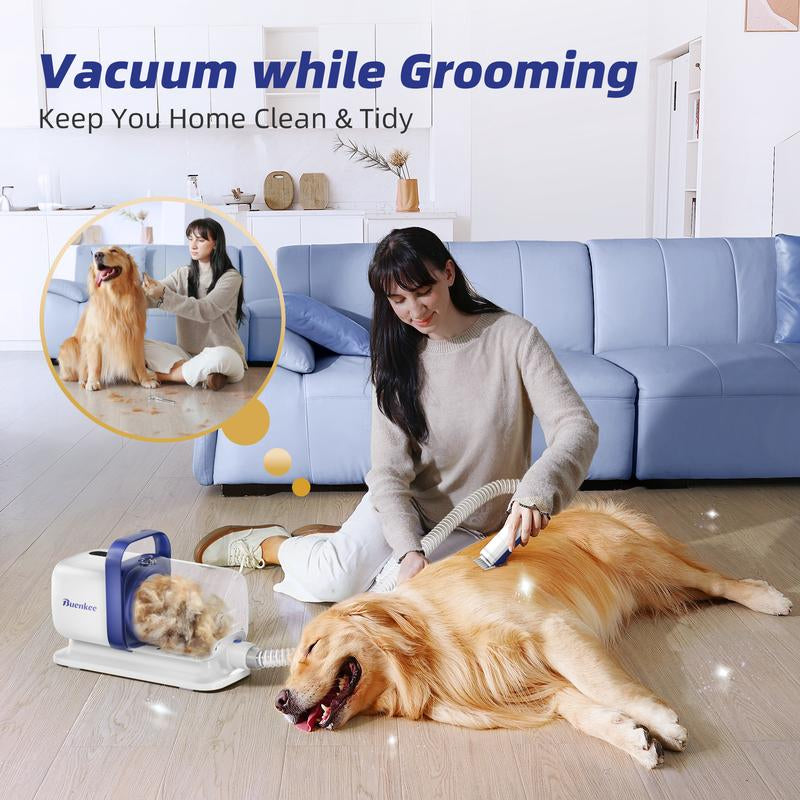 "Pet Grooming Kit with Vacuum – Low Noise Clipper & Shedding Brush"