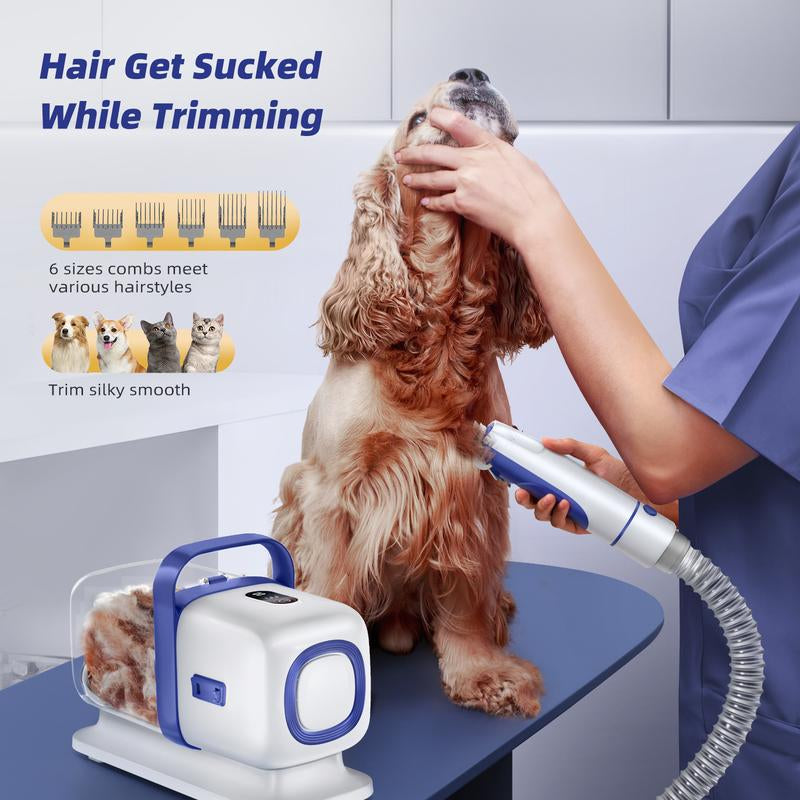 "Pet Grooming Kit with Vacuum – Low Noise Clipper & Shedding Brush"