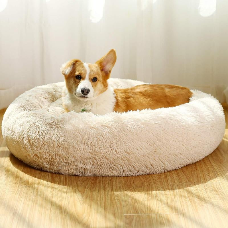 "Cozy Donut Dog Bed – Fluffy Cloud Crate & Pet Bed"